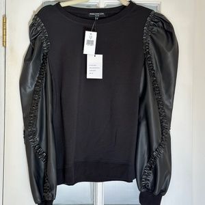 Generation Love Faux Leather Sleeve Top - XS